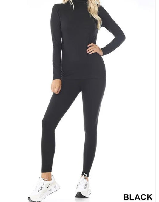 Basic Mock Neck Set